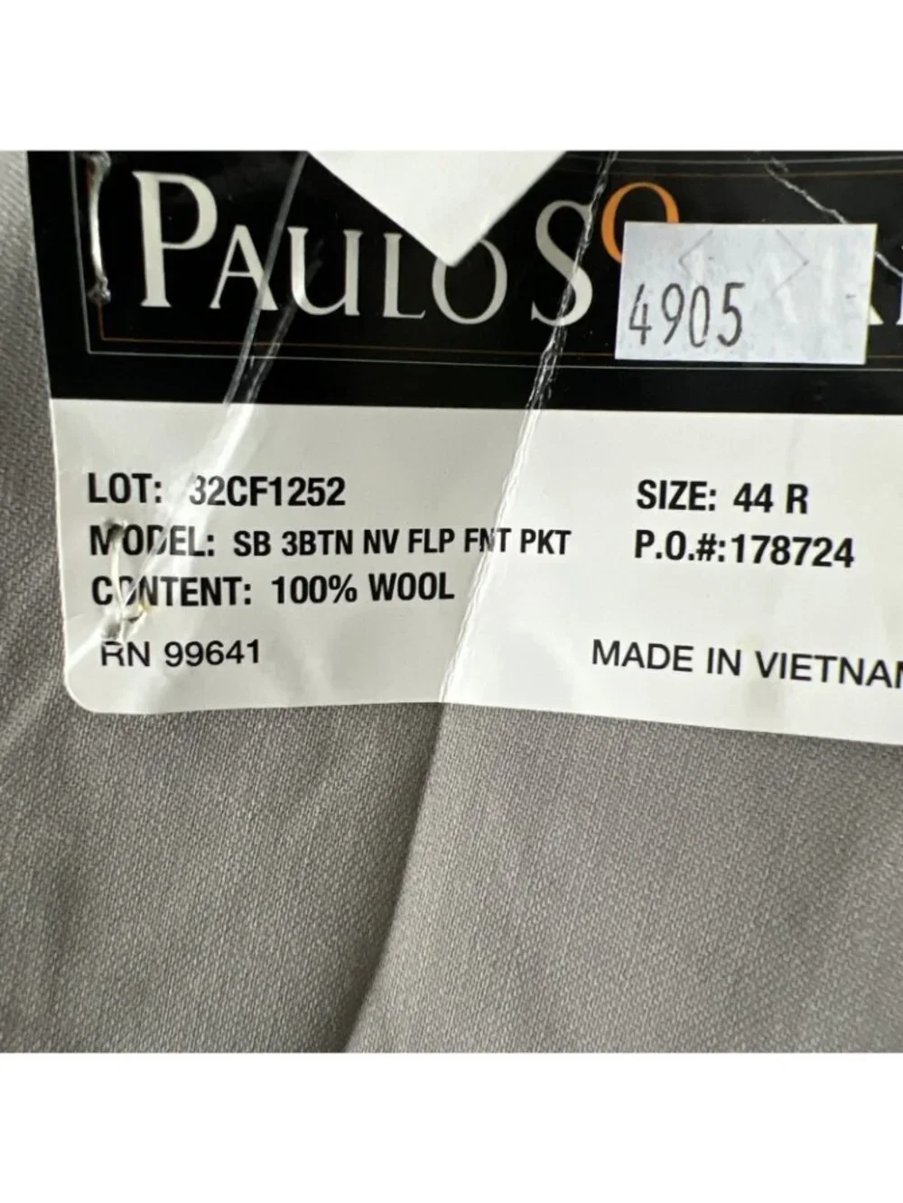 Paulo Solari Wool Blazer Sport Coat Mens 44R Gray Athletic Fit Lined New